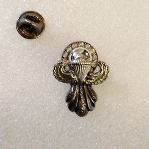 Beautiful faux silver and rhinestone Angel lapel pin brooch.